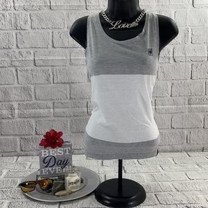 Women’s Sporty Zoo York Gray and White Striped Tank Top (L) BX24